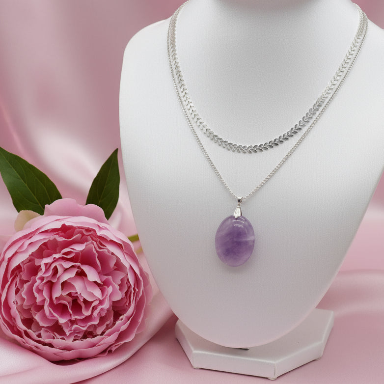 collier argenté améthyste
