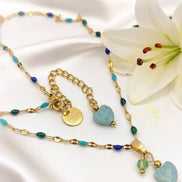 Parure Arc-en-Ciel Féérique en Amazonite, sautoir & Boucles d’oreilles
