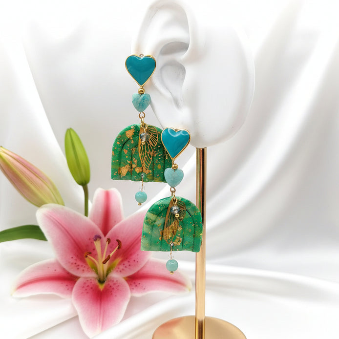 Parure Arc-en-Ciel Féérique en Amazonite, sautoir & Boucles d’oreilles