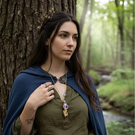 Sautoir doré chat en Améthyste