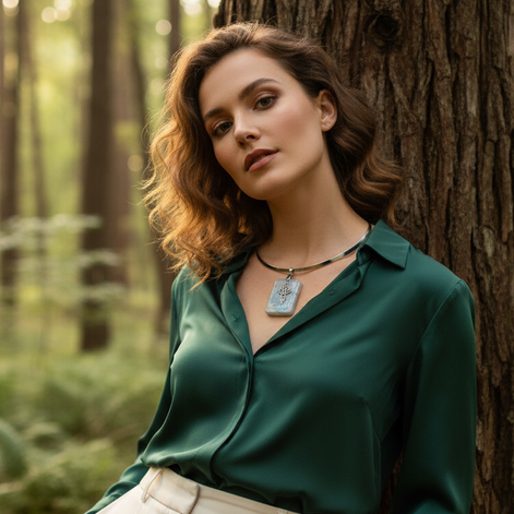 torque argenté et pierre 